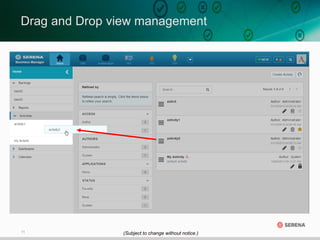 11
Drag and Drop view management
(Subject to change without notice.)
 