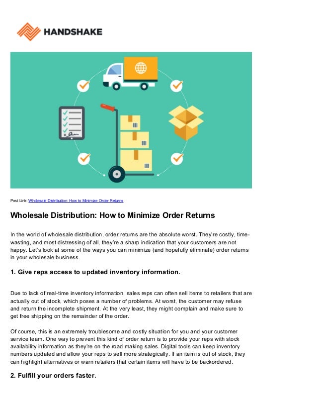 Wholesale Distribution How to Minimize Order Returns Handshake