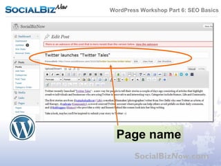 WordPress Workshop Part 6: SEO Basics




  Page name
        SocialBizNow.com
 