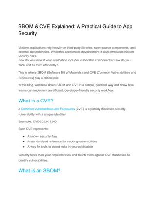 Sbom Example.pdf SBOM & CVE Explained: A Practical Guide to App Security | PDF