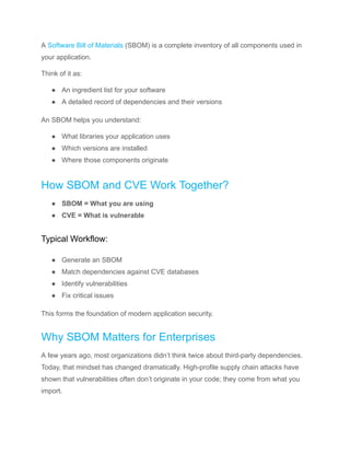 SBOM & CVE Explained: A Practical Guide to App Security | PDF