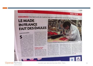 Journée Lean dans les Services 2012 - Paris   11
 