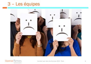 3 – Les équipes




             Journée Lean dans les Services 2012 - Paris   6
 