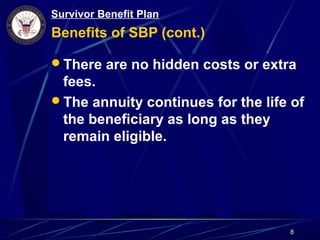 Sbp Checklist Survivor Benefit Plan Sbp | PPT