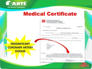 Medical Certificate




  INSIGNIFICANT
CORONARY ARTERY
     DISEASE
 