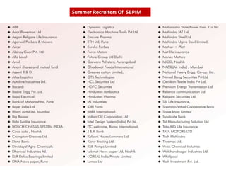 Summer Recruiters Of SBPIM
 