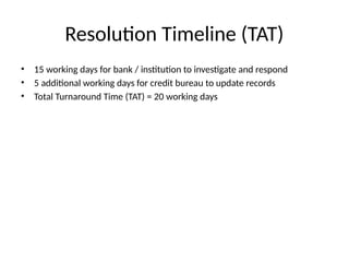 SBP Credit Bureau Dispute Resolution Process and Timelines Explained | PPTX