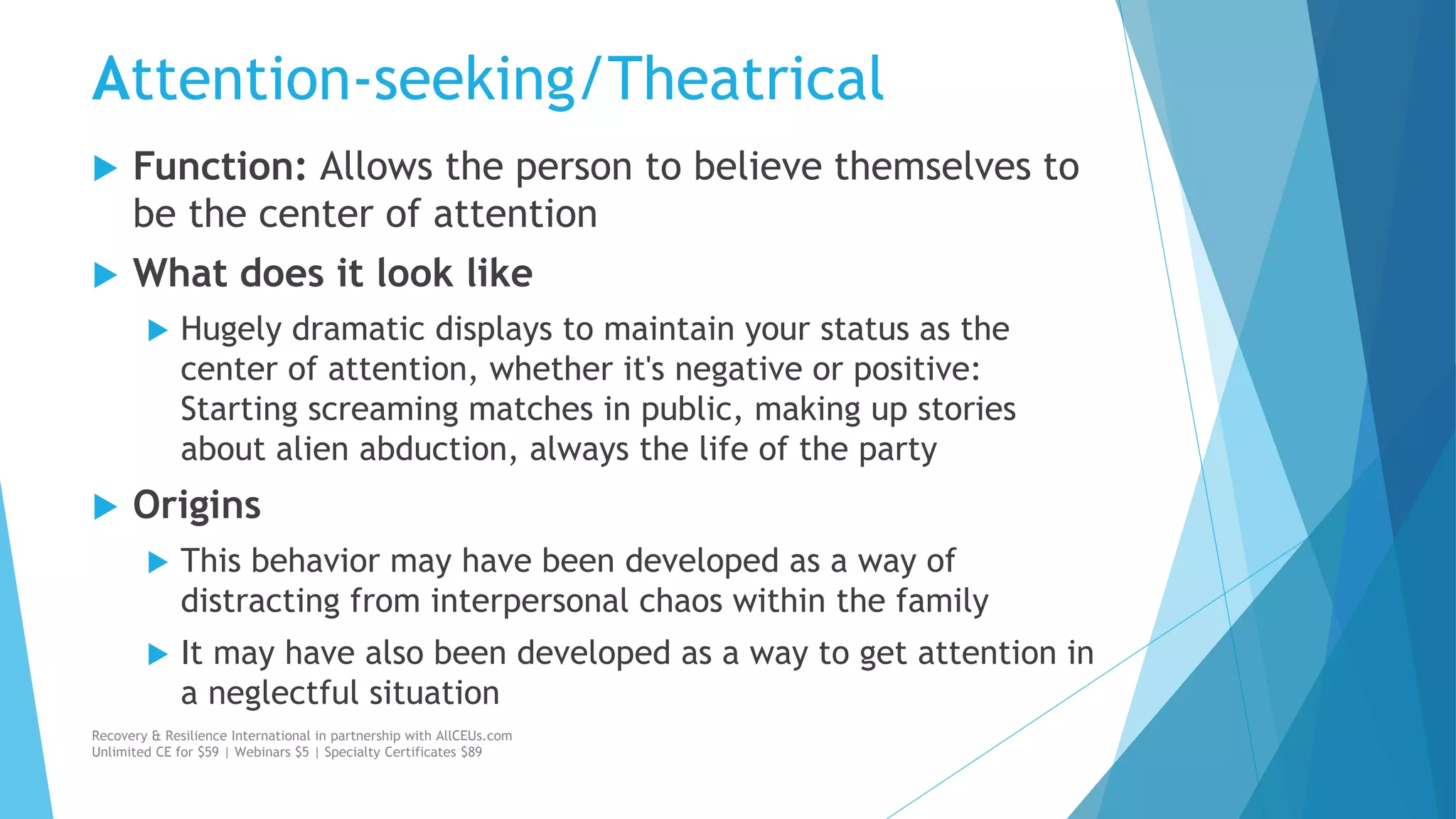 Addressing Histrionic Personality Disorder | PPTX | Mental Health ...