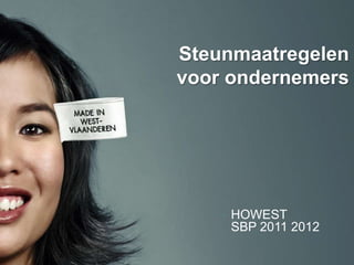 Steunmaatregelen
voor ondernemers




    • HOWEST
      SBP 2011 2012
 
