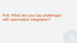 Poll: What are your top challenges
with automation integration?
 