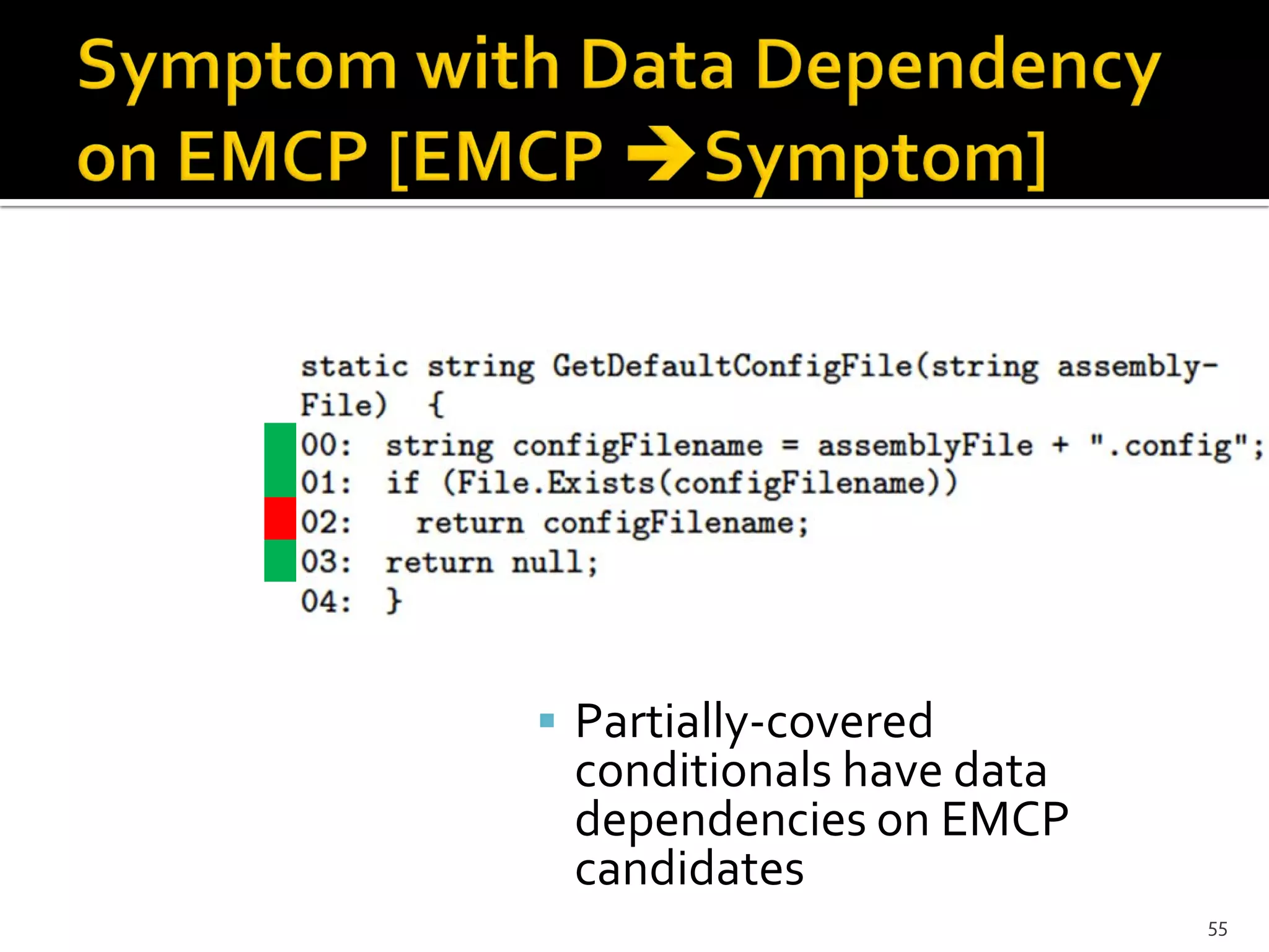 55
 Partially-covered
conditionals have data
dependencies on EMCP
candidates
 