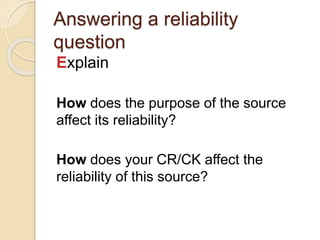 SBQ Skills - Reliability | PPTX
