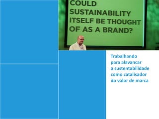 Trabalhando
para alavancar
a sustentabilidade
como catalisador
do valor de marca
 