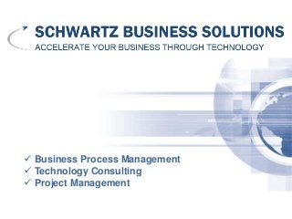  Business Process Management
 Technology Consulting
 Project Management
 