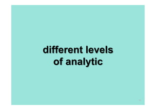 different levels
   of analytic


                   11
 