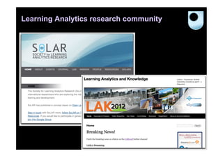 Learning Analytics research community
 