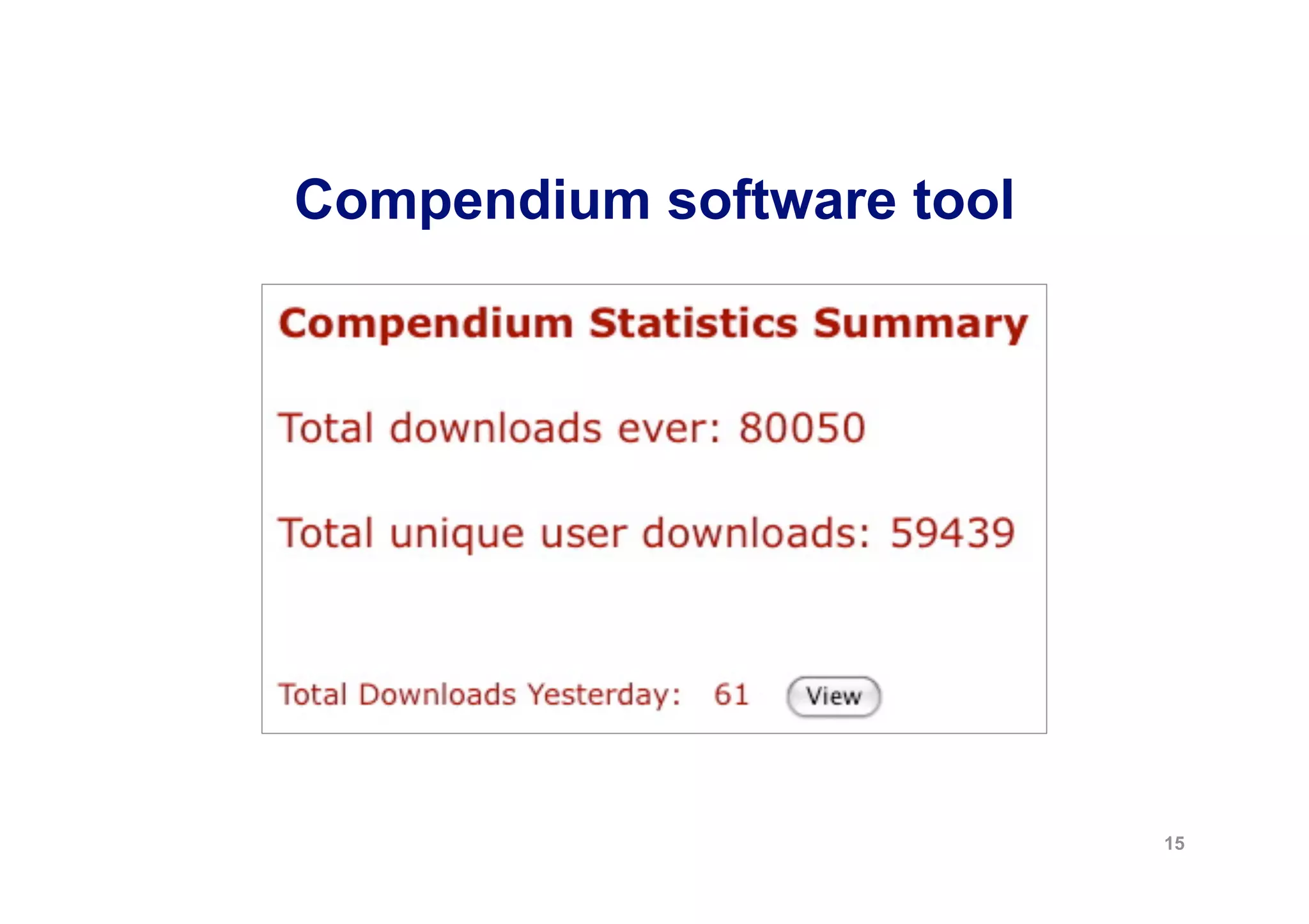 Compendium software tool




                           15
 