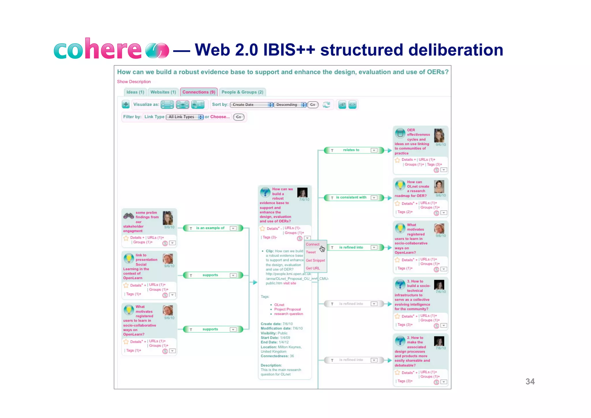 — Web 2.0 IBIS++ structured deliberation




                                           34
 