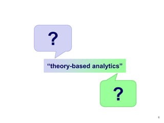 ?
―theory-based analytics‖




                    ?
                           6
 