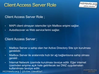 Soru - CevapExchange Server RolleriMailbox Server Role.