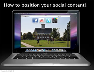 How to position your social content!




Thursday, March 15, 2012
 
