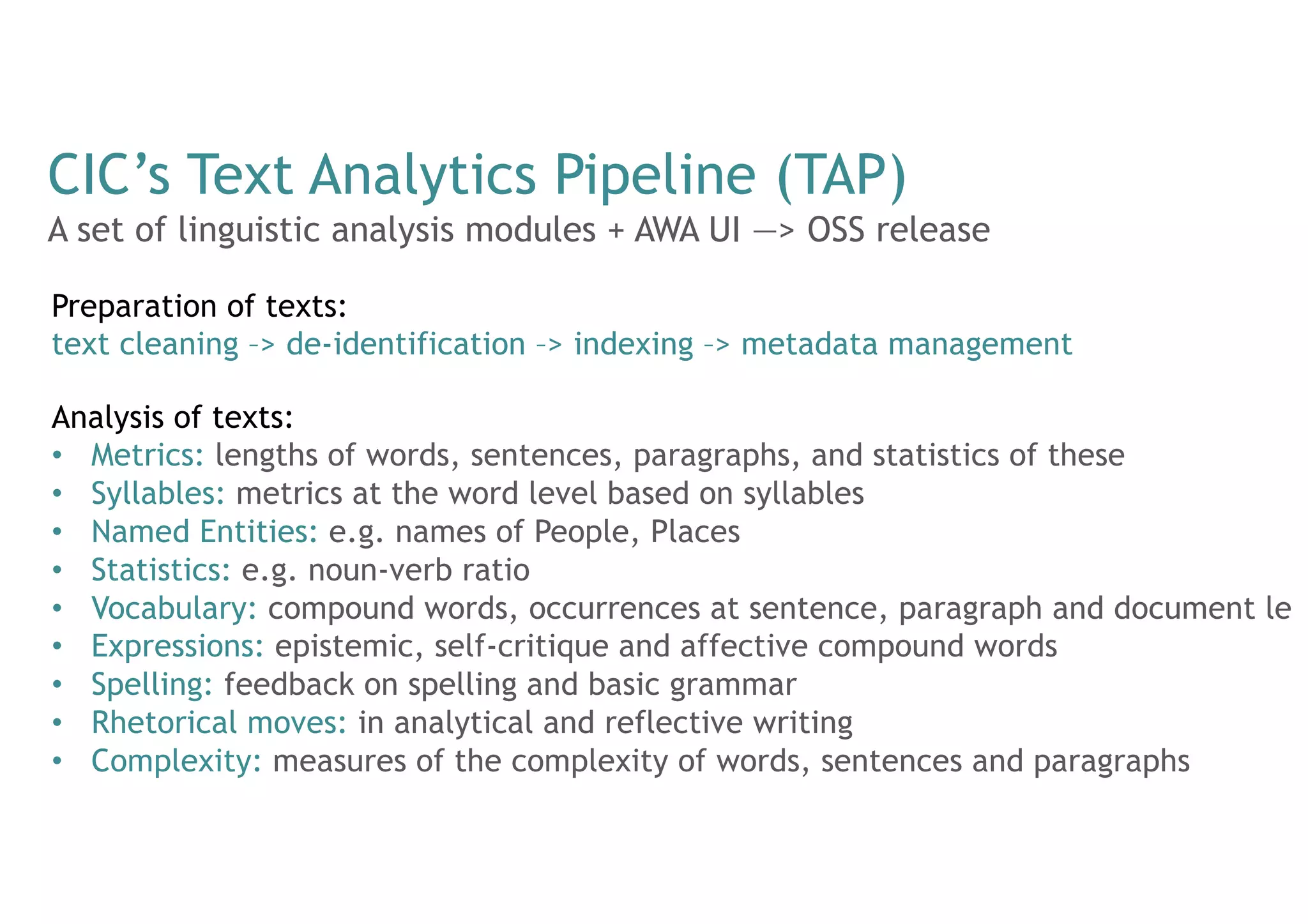 CIC’s automated feedback tool: reflective writing
A	concluding	paragraph	moving	into	professional	reflection:
 