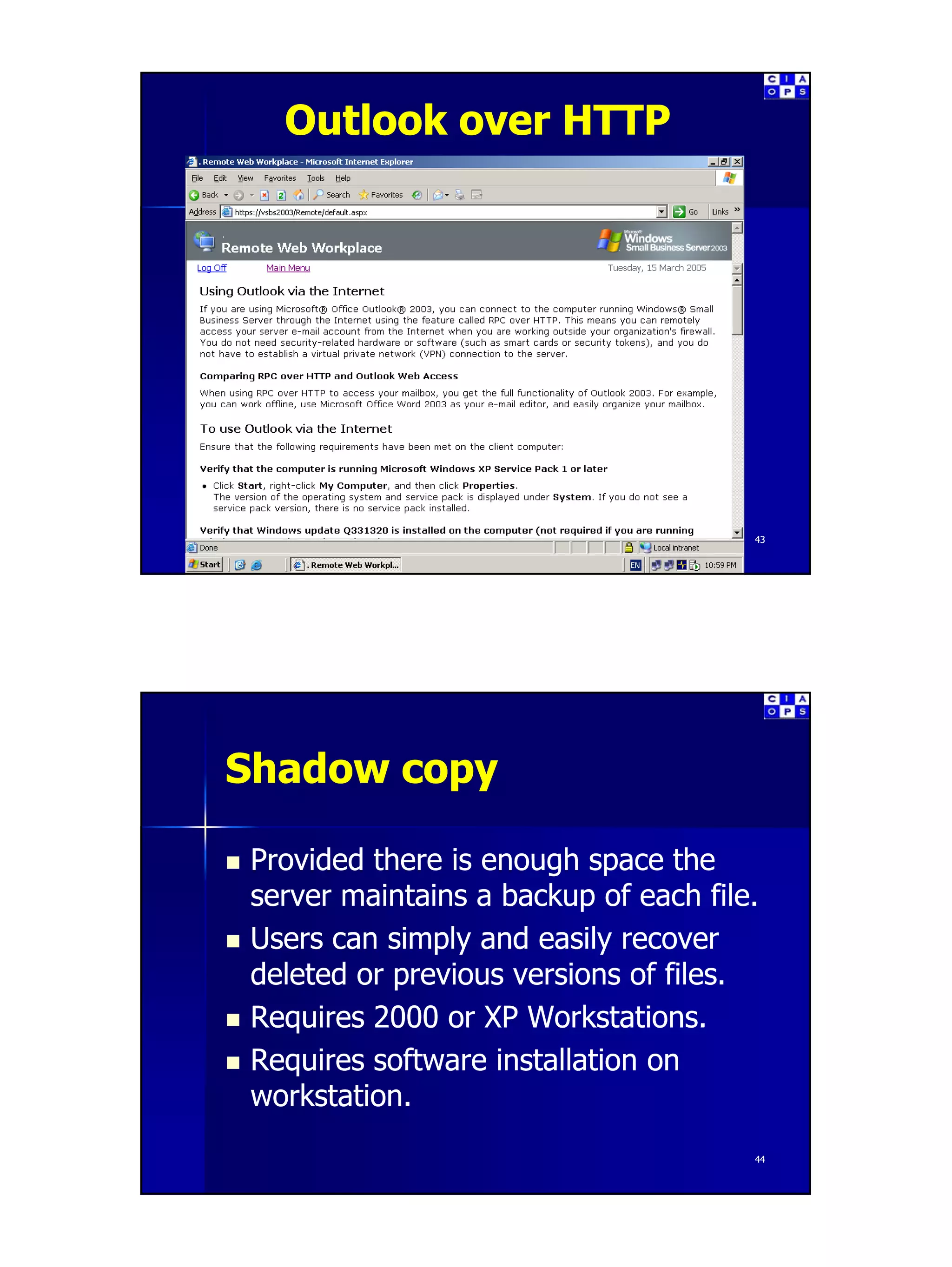 Introduction to Small Business Server Part 3