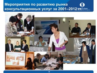 Мероприятия по развитию рынка
консультационных услуг за 2001–2012 гг.

30

 