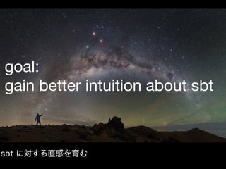 goal:

gain better intuition about sbt
sbt に対する直感を育む
 
