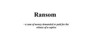 Investigation Word Ransom Crime Vocabulary for First Time English Learner | PPTX