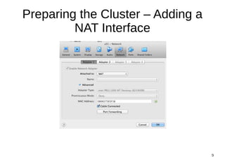 9 
Introduction 
This is a 4 sessions, hands-on, step-by-step 
tutorial on setting up, a Linux cluster on your 
machine (Notebook or PC), to try a few number 
of big-data processing frameworks and tools. 
 