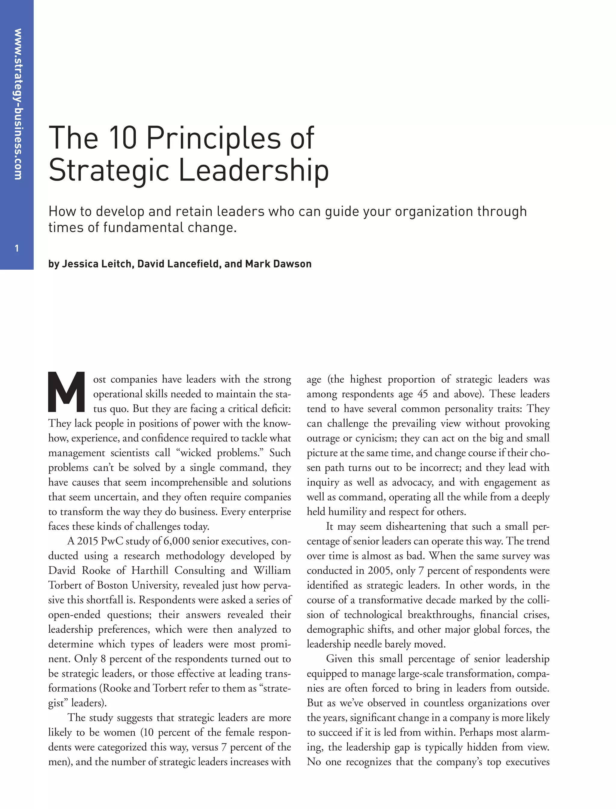 10 Principles of Strategic Leadership | PDF