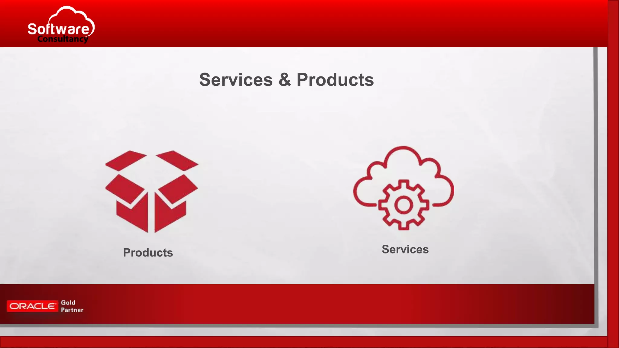 Services & Products
Products Services
 
