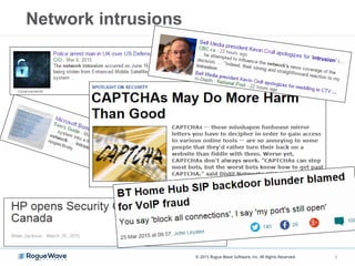 Network intrusions
6© 2015 Rogue Wave Software, Inc. All Rights Reserved.
 