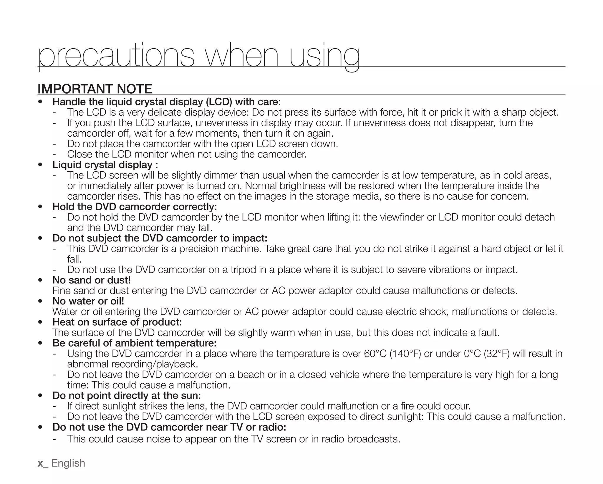 Samsung Camcorder SC-DX100 User Manual
