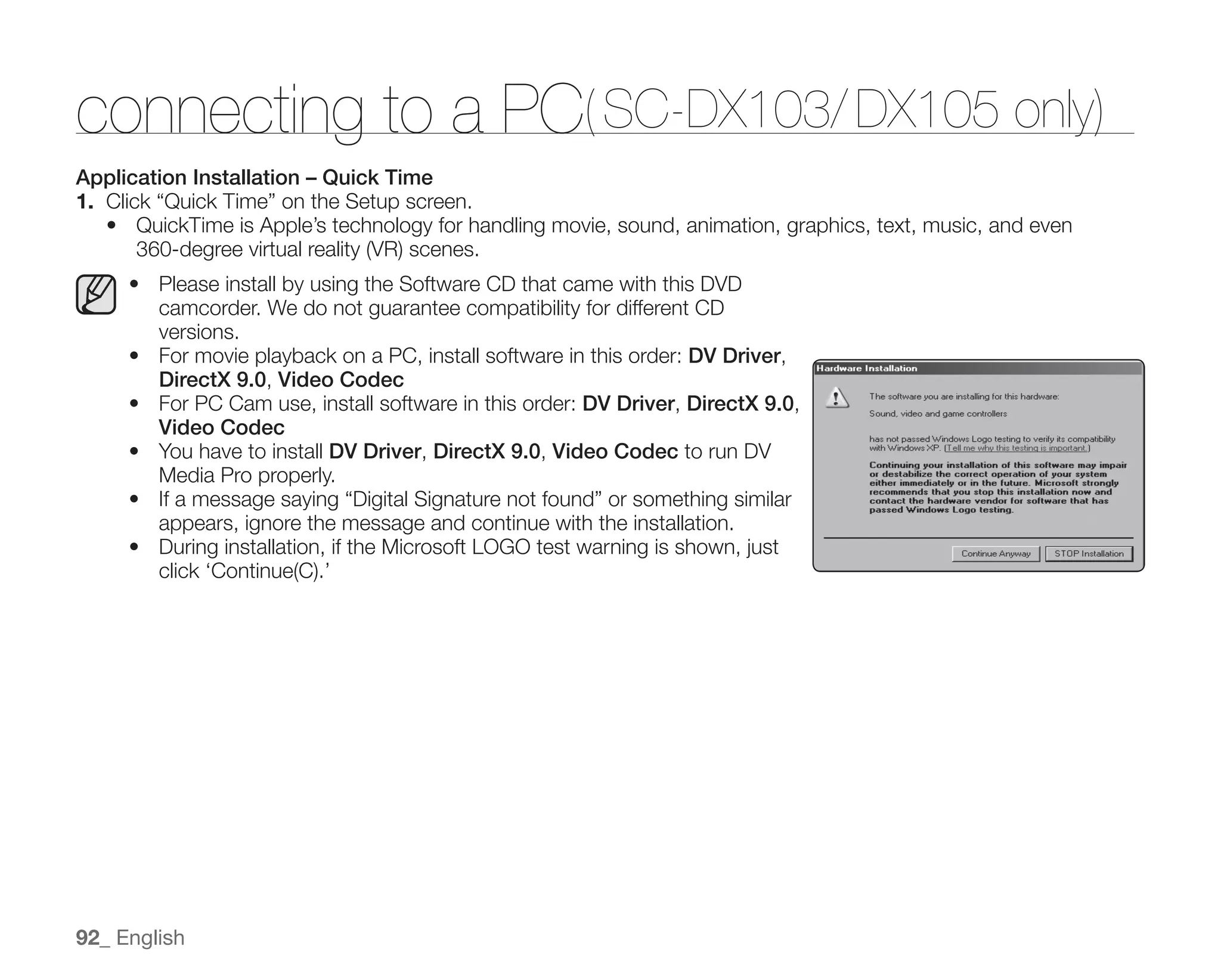 Samsung Camcorder SC-DX100 User Manual