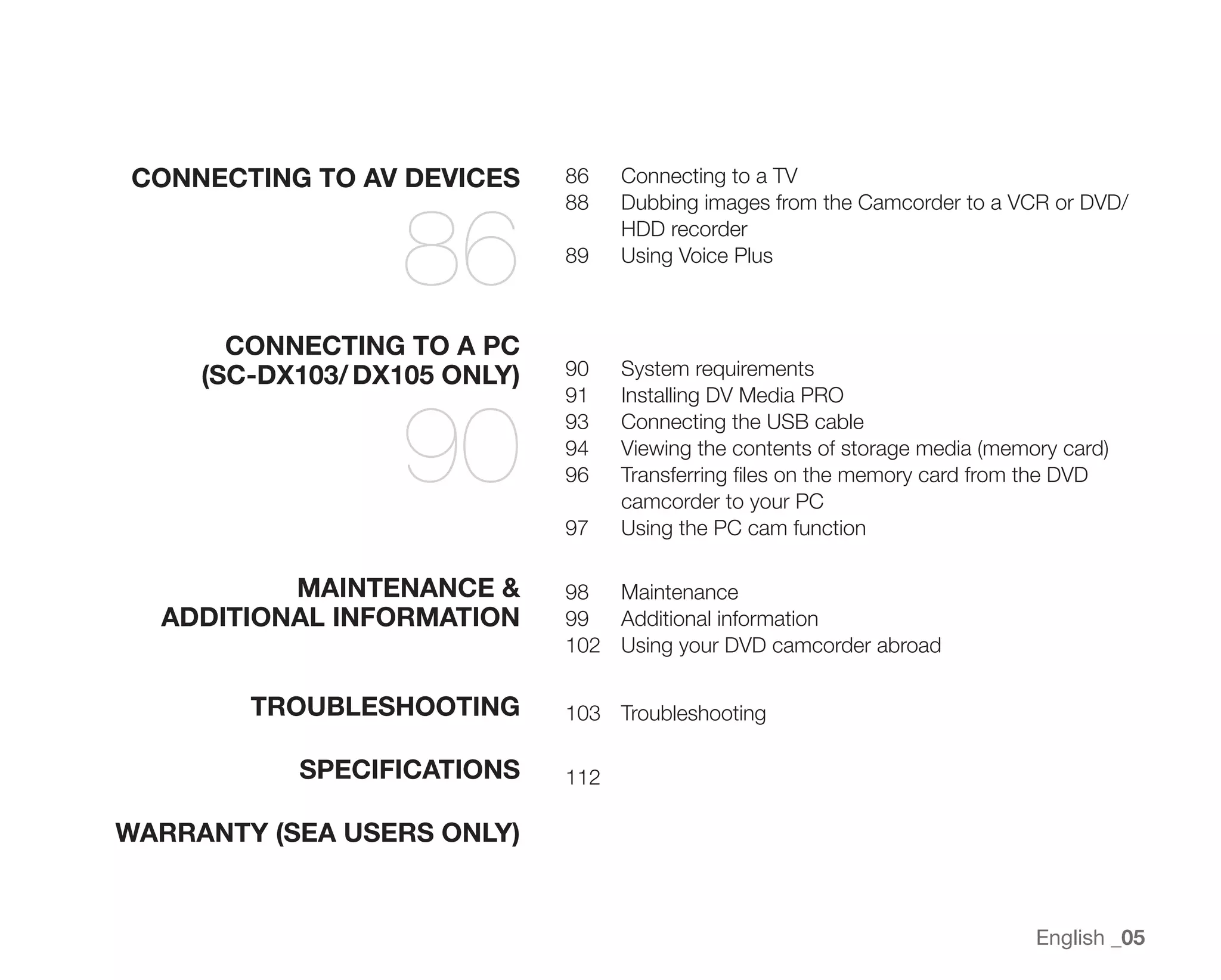 Samsung Camcorder SC-DX100 User Manual