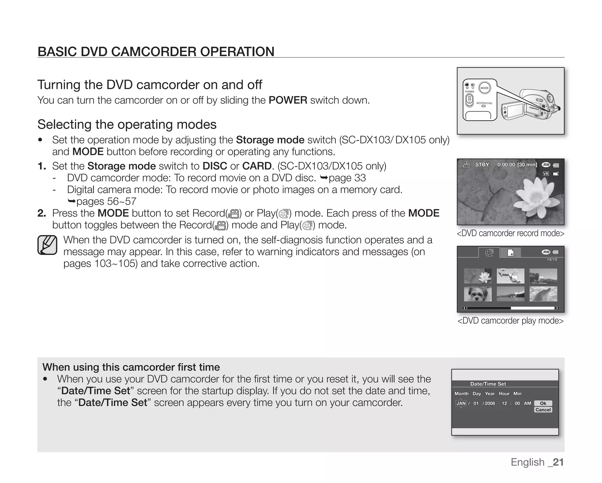 Samsung Camcorder SC-DX100 User Manual