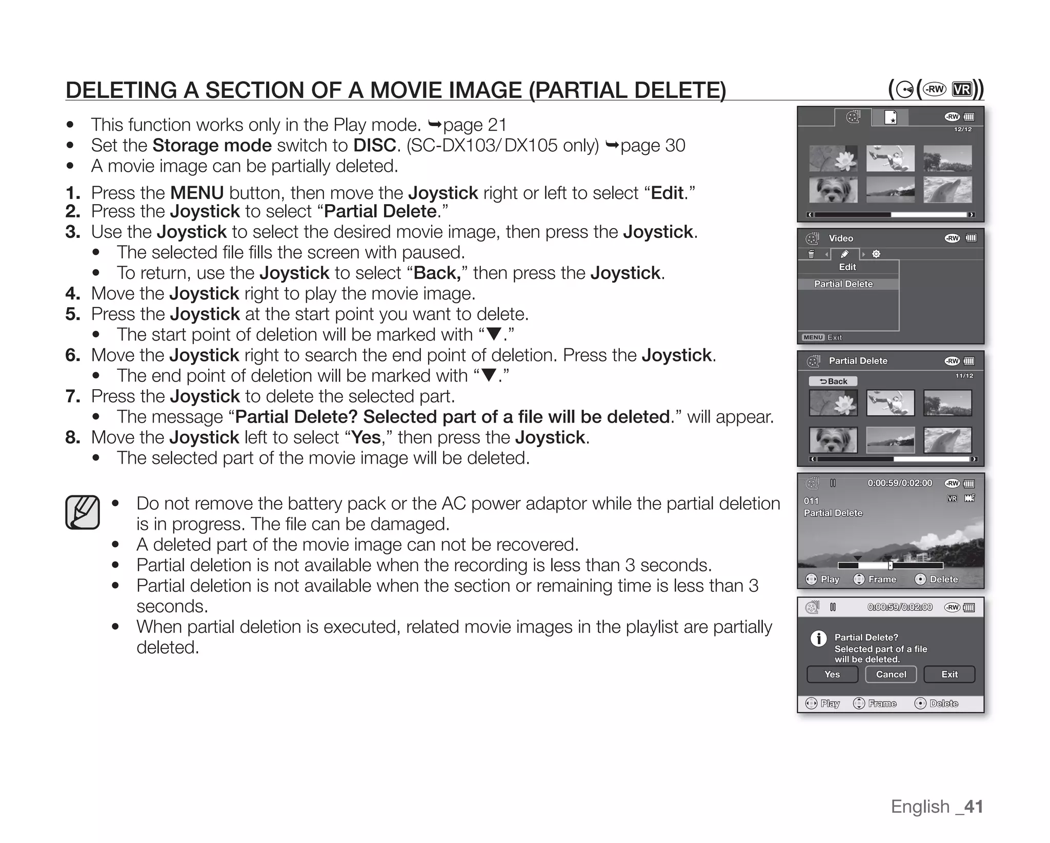 Samsung Camcorder SC-DX100 User Manual