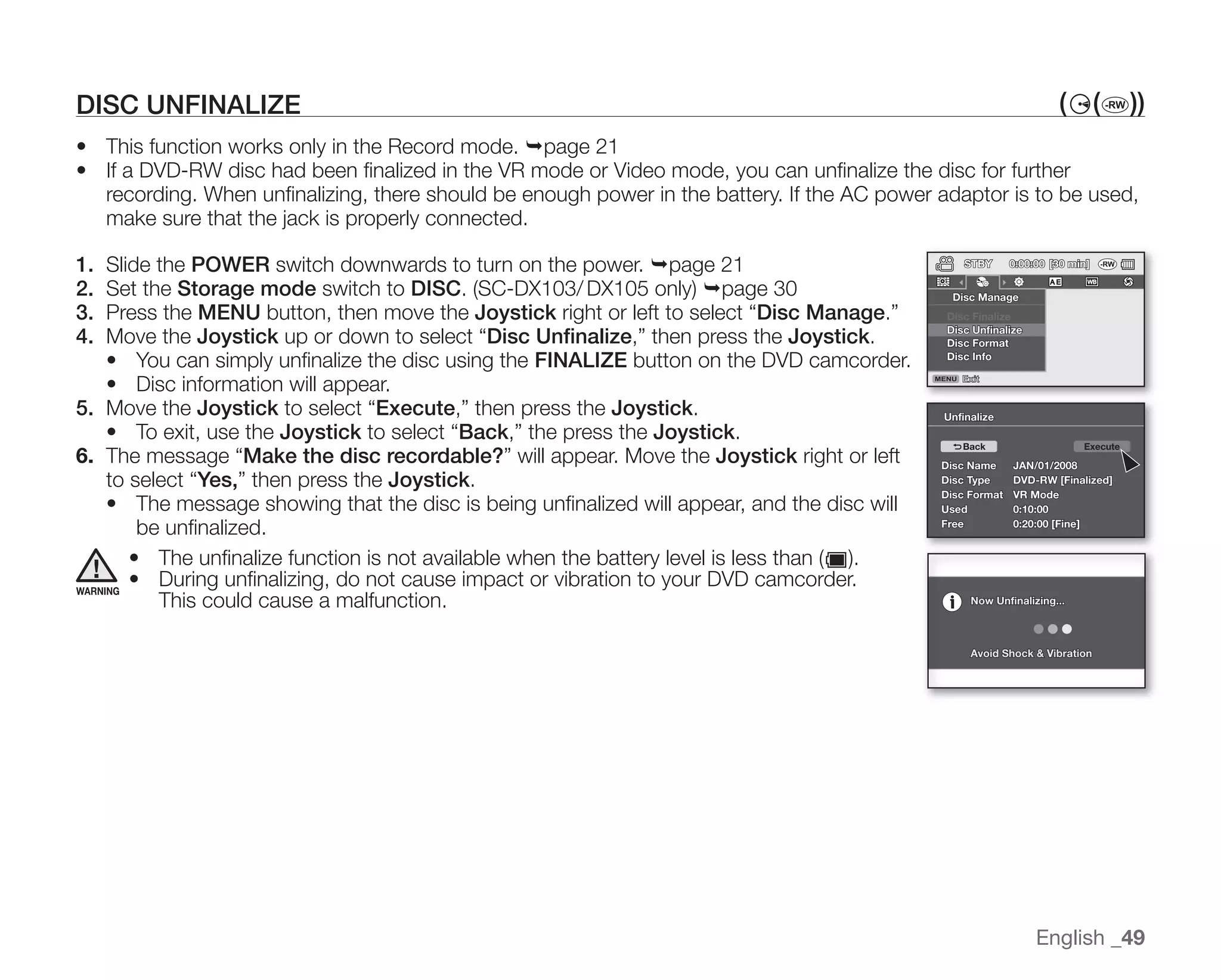 Samsung Camcorder SC-DX100 User Manual