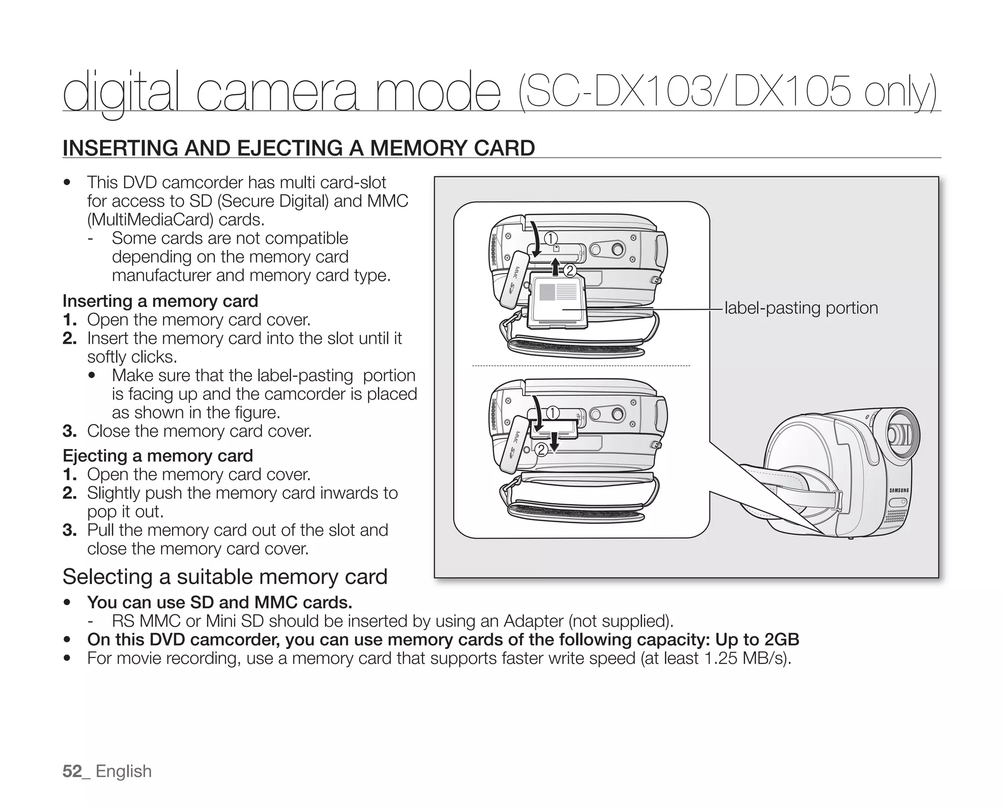Samsung Camcorder SC-DX100 User Manual