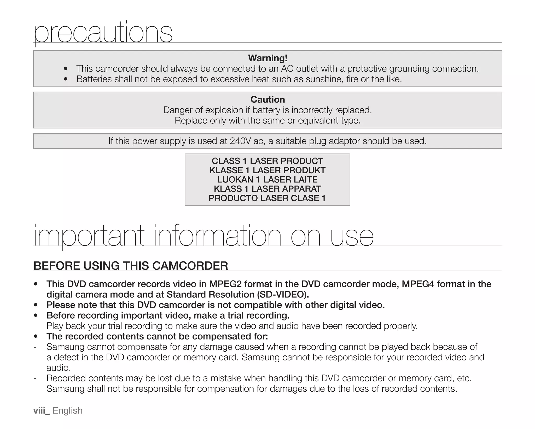 Samsung Camcorder SC-DX100 User Manual