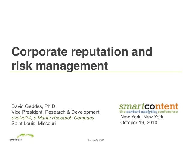 Corporate Reputation And Risk Management