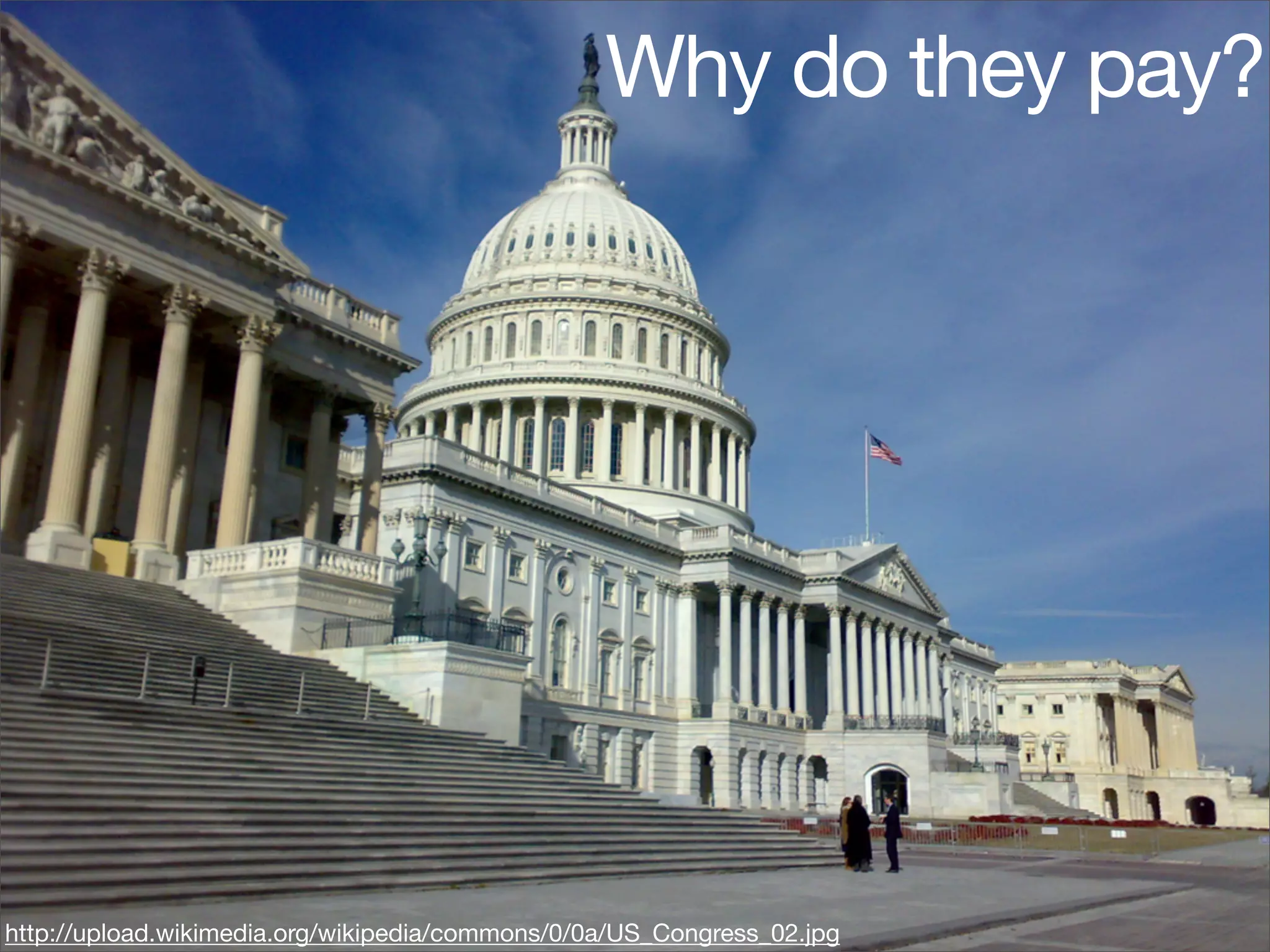 Why do they pay?




http://upload.wikimedia.org/wikipedia/commons/0/0a/US_Congress_02.jpg
 