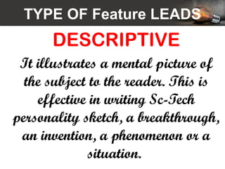 Feature Leads Sciece and Technology Writing Guide for CJs | PPTX