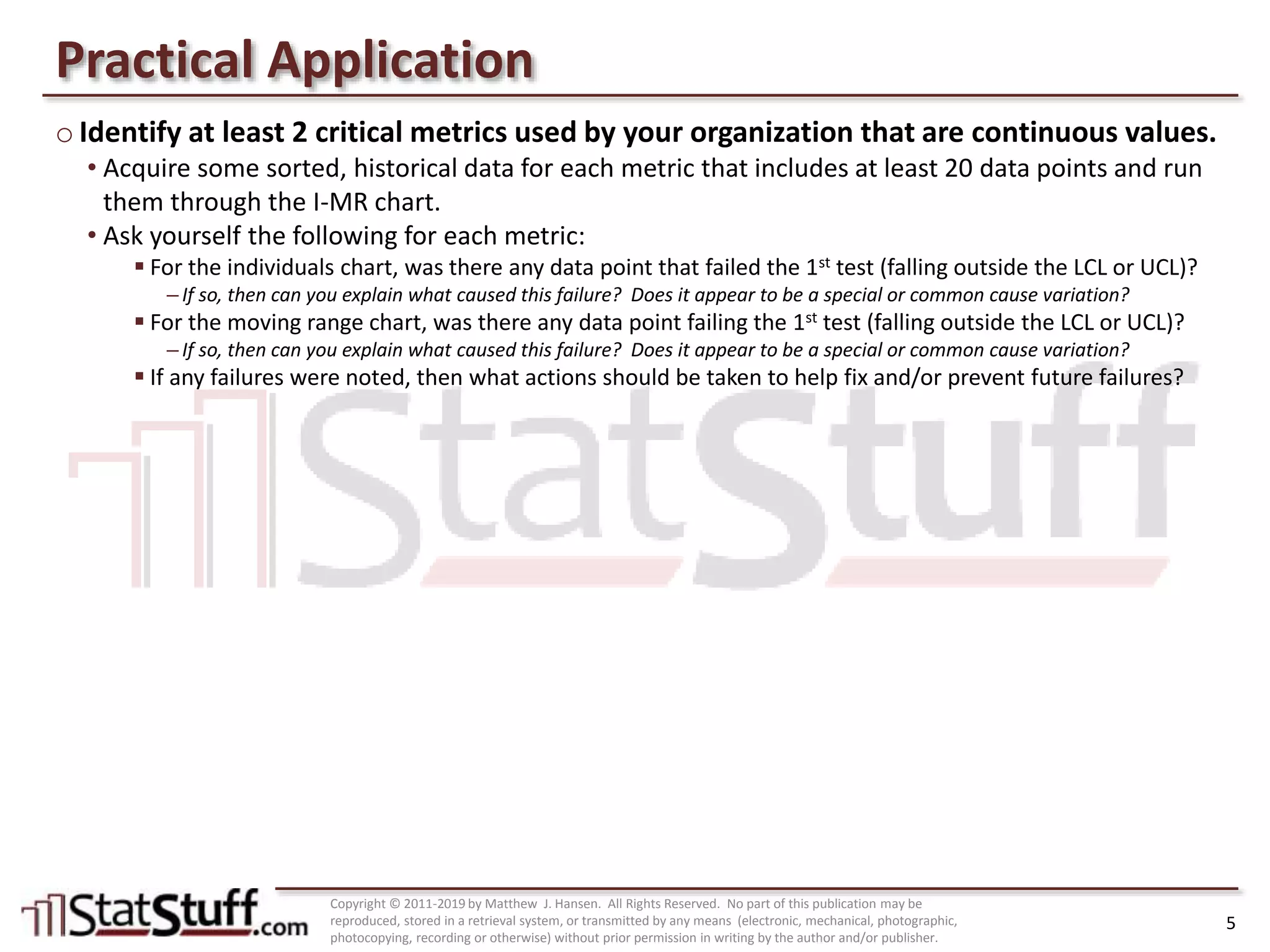 Control Charts: I-MR Chart