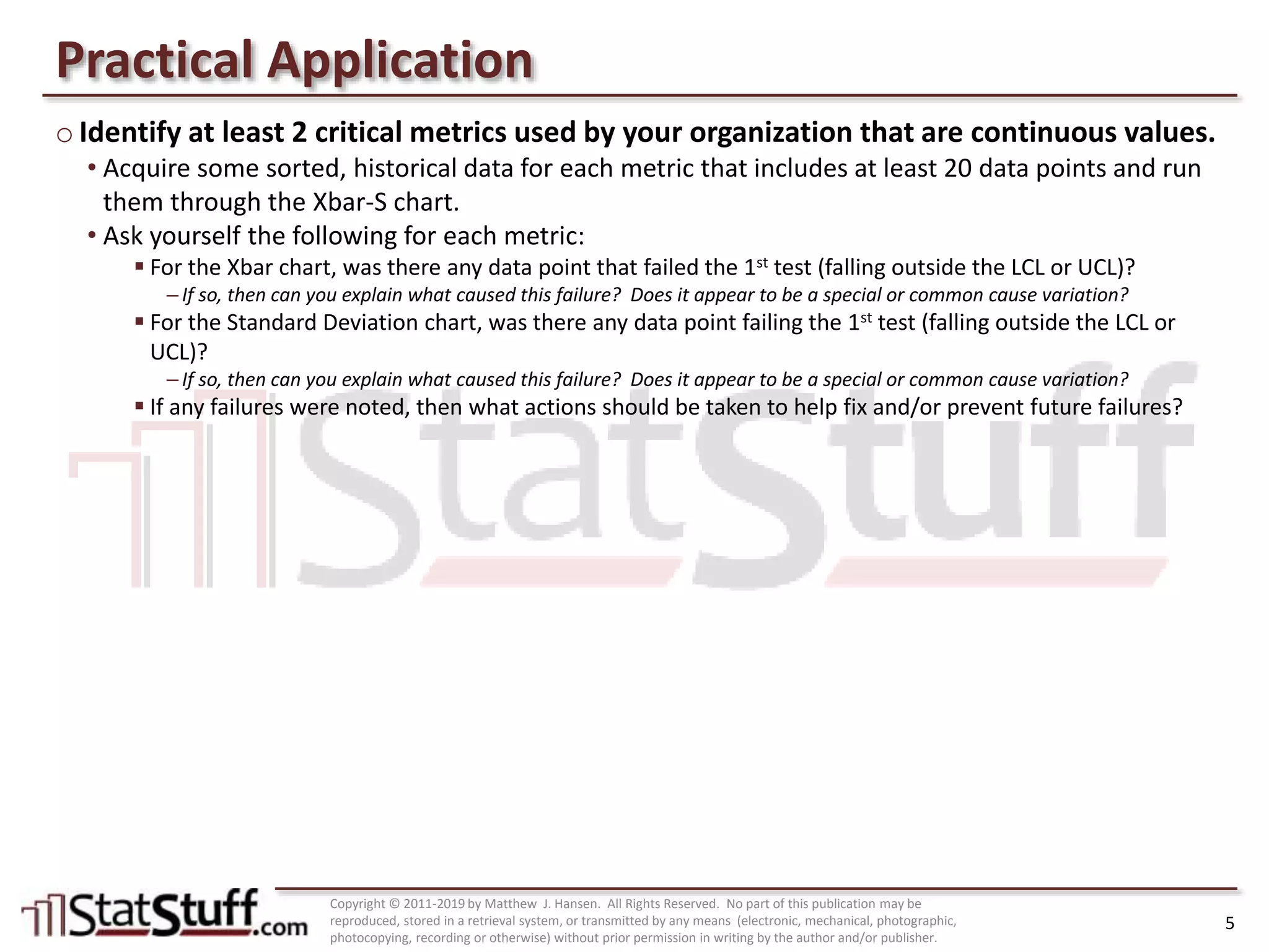 Control Charts: Xbar-S Chart