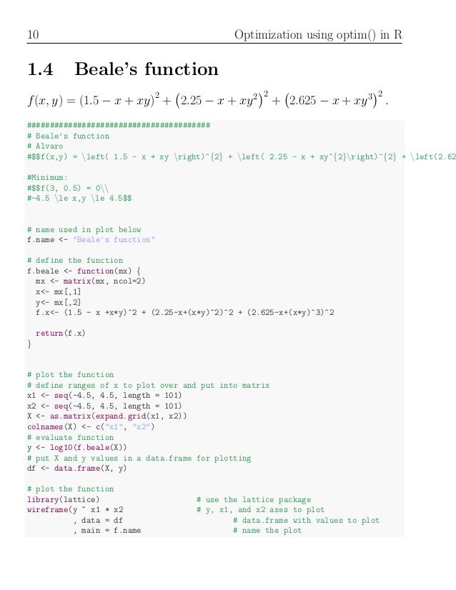 Optim Function