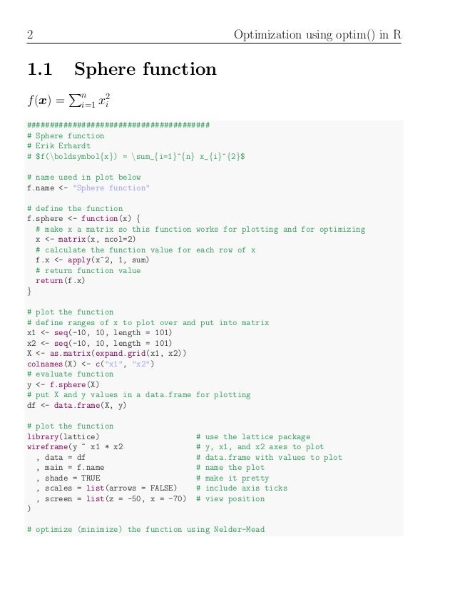 Optim Function