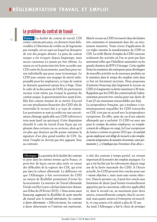 Société Civile n° 133  ❚  Mars 2013
❚ réglementation travail et emploi
18
Le problème du contrat de travail
France : La du...
